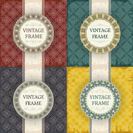 The image Set of Vintage frameのイラスト素材
