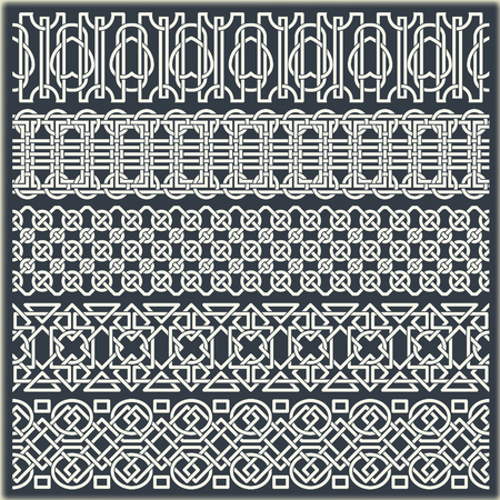 The vector image of set of seamless vintage borders in the form of celtic ornamentのイラスト素材