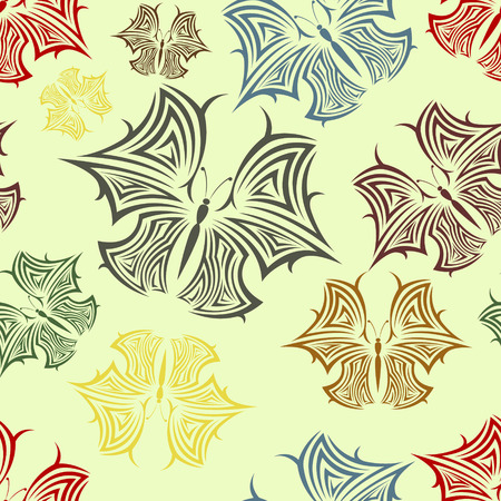Image of color seamless pattern with butterflies.のイラスト素材