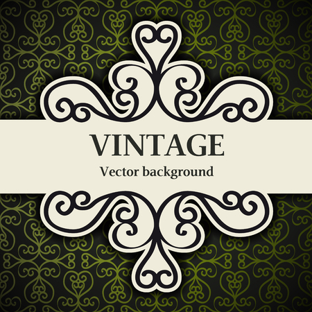 Vintage vector border on a dark background.のイラスト素材