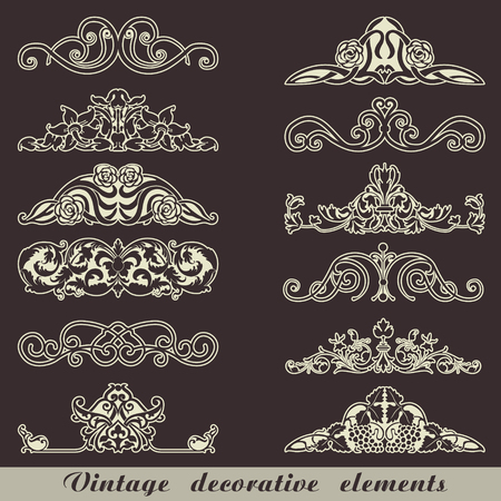 Vintage decorative elements setのイラスト素材