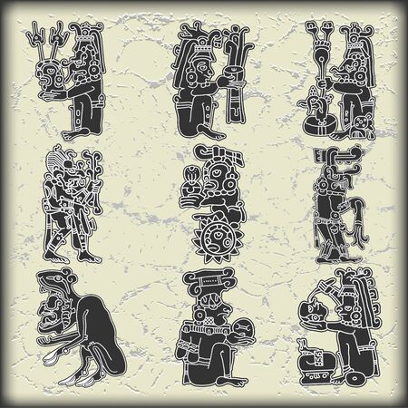 Set of ornament in style of the Mayaのイラスト素材