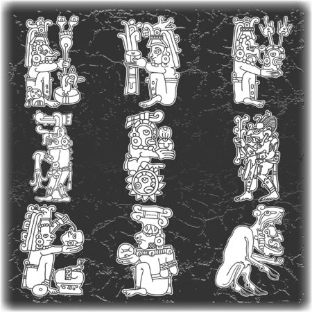 Set of ornament in style of the Mayaのイラスト素材