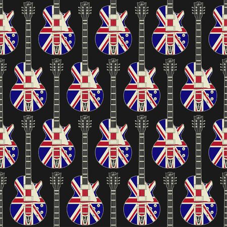 seamless with guitar and flagのイラスト素材