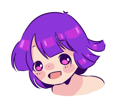 Happy purple-haired girlの写真素材