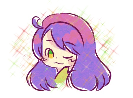 Purple hair girl with sparkles.の写真素材