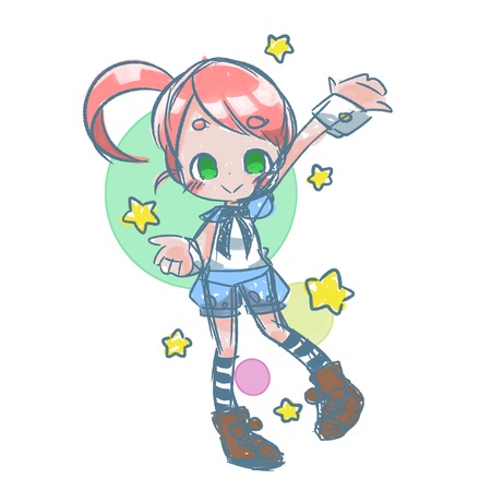 Doodle Girl with stars.の写真素材