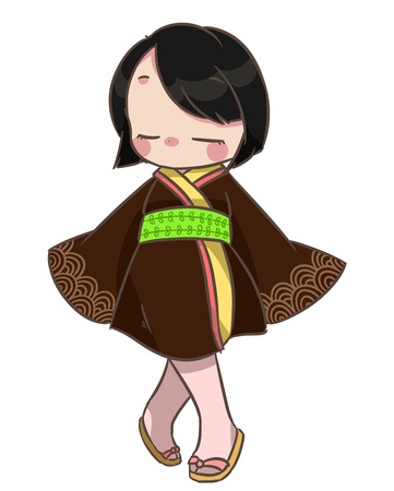 Short haired girl with pretty kimono.の写真素材