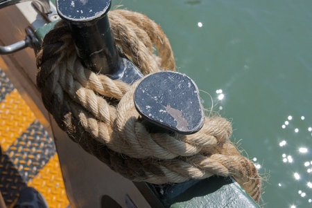Secured & Safe Ship. Safety Concept. Detail shot of public transport (bus boat) Venice, Italy,...