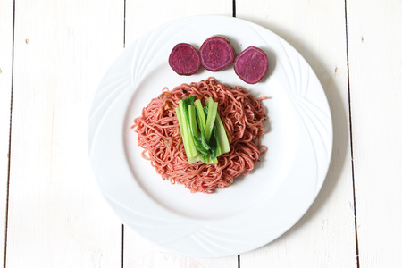 Beetroot instant noodleの写真素材