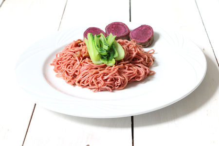 Beetroot instant noodleの写真素材