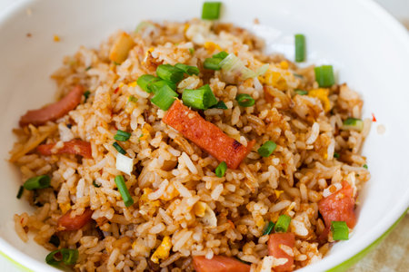 Close-up shot of fried riceの写真素材
