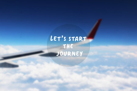 Inspirational quote - Let's start the journey. Travel backgroundの写真素材