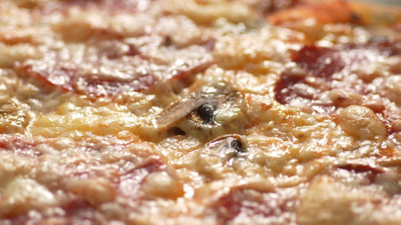 Freshly Baked Pizza from the Oven Placed on the Table. Close-up, shallow dof.の写真素材
