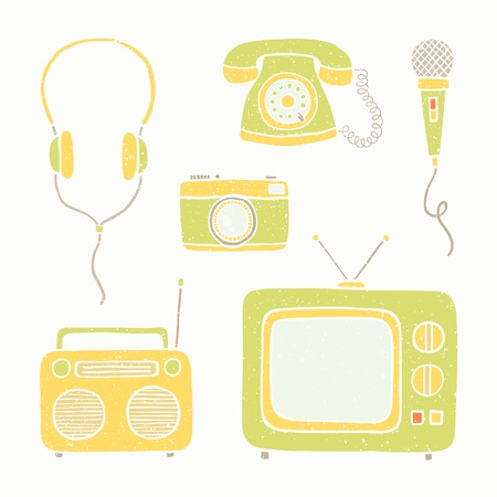 Emtertainment appliances and accessories. Vector EPS10 hand drawn illustrationのイラスト素材