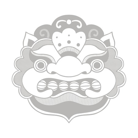 Traditional balinese mask. Barong. Vector EPS 10 hand drawn illustration.のイラスト素材