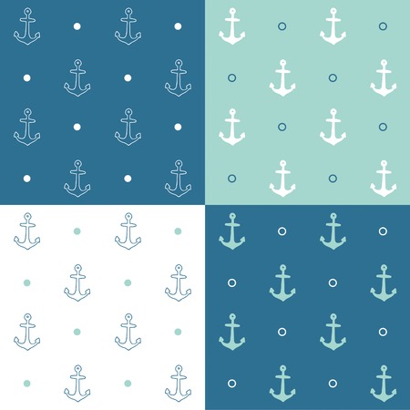 Set of 4 anchor pattern. Vector EPS 10 hand drawn illustrationのイラスト素材