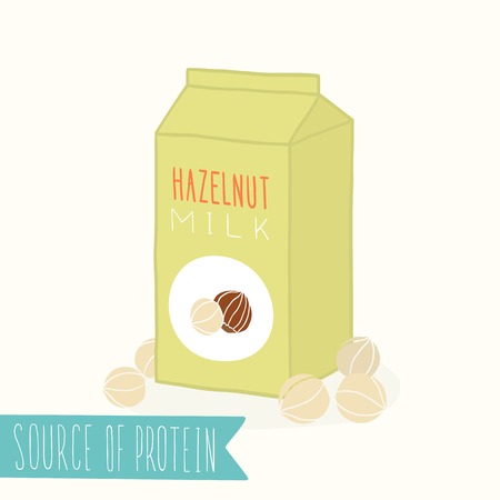 Hazelnut milk in a carton pack.のイラスト素材