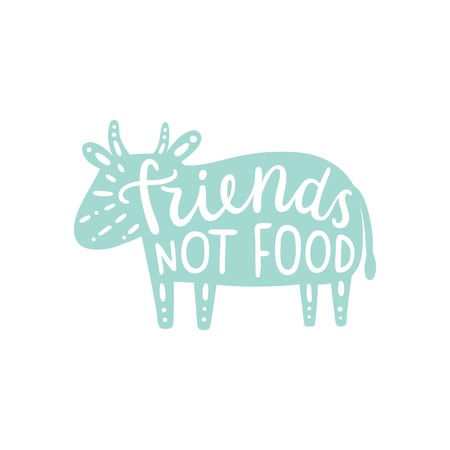 Vegan motivational illustration. Cow silhouette isolated on white.のイラスト素材