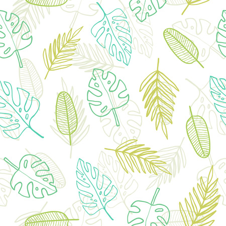 Cute doodle tropical pattern. Vector seamless illustrationのイラスト素材