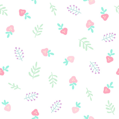 Cute tiny flowers and berries. Seamless pattern. Vector background.の写真素材