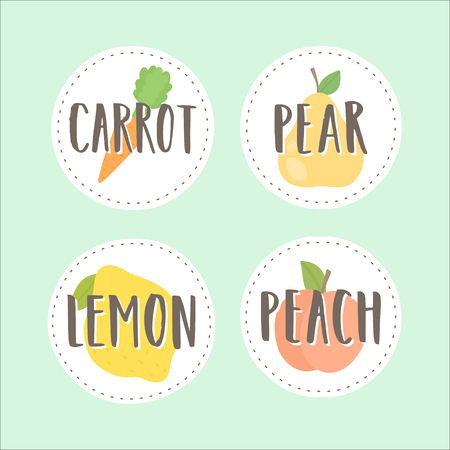 Set of fruit badges. Part 2. Can be used for packaging design.のイラスト素材