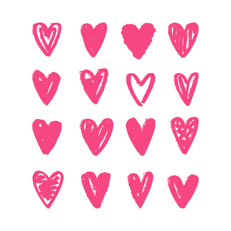 Set of hand drawn hearts. Isolated on white background. Vectorのイラスト素材