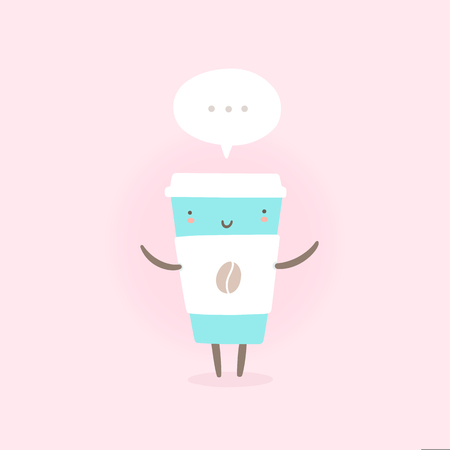 Happy cup to go. Vector hand drawn illustrationのイラスト素材