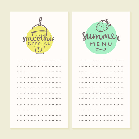 Smoothie menu templates. Vector hand drawn illustrationのイラスト素材