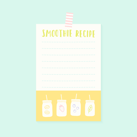 Smoothie recipe card. Vector hand drawn illustrationのイラスト素材