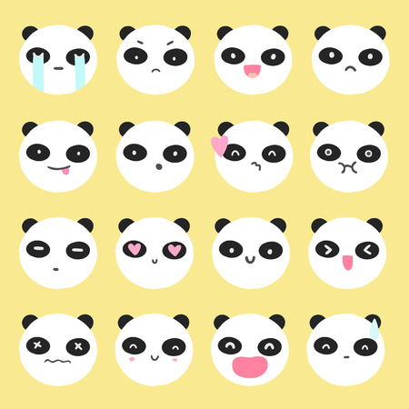 Cute panda emoji. Vector hand drawn isolated illustrationsのイラスト素材
