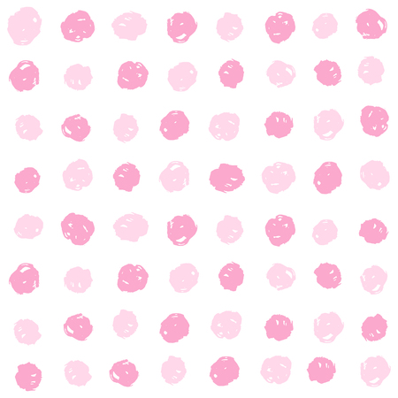 Pink paint dots background. Vector hand drawn seamless patternの写真素材