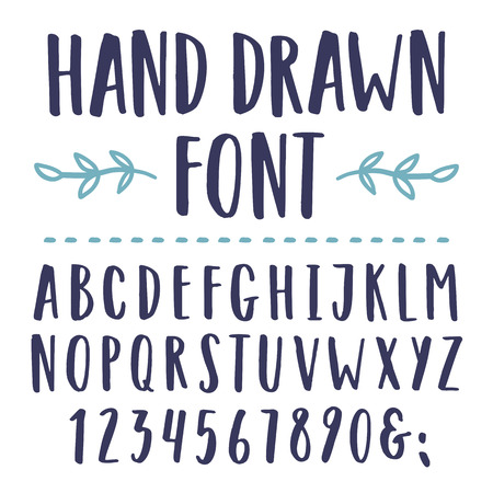 Hand drawn font. Set of vector isolated letters. Vector elementsのイラスト素材