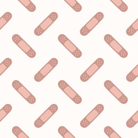 Cute hand drawn adhesive bandage seamless patternのイラスト素材