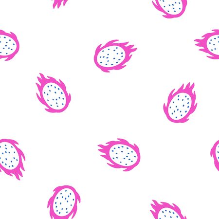 Cute small pink dragon fruits seamless patternのイラスト素材