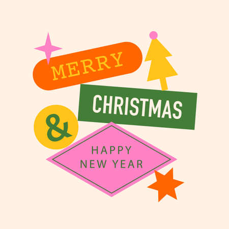 Modern design Christmas greeting card with labelsのイラスト素材