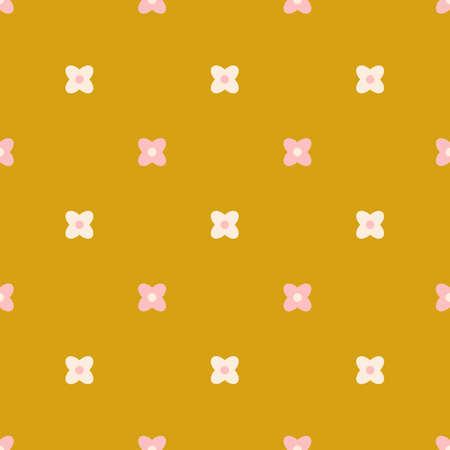 Cute tiny flowers. Daisy yellow seamless patternのイラスト素材