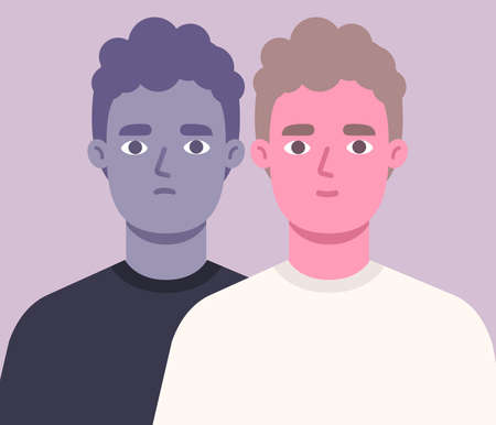 White male with bipolar disorder. Mental healthのイラスト素材