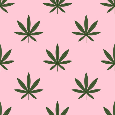 Dark green cannabis leaves on pink background.のイラスト素材