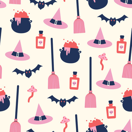 Witchcraft seamless pattern. Halloween conceptのイラスト素材