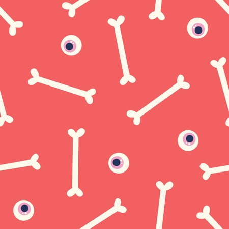 Bones and eyeballs Halloween seamless pattern.のイラスト素材