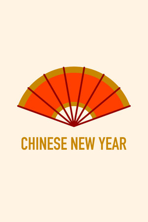 Chinese new year card with traditional fan.のイラスト素材