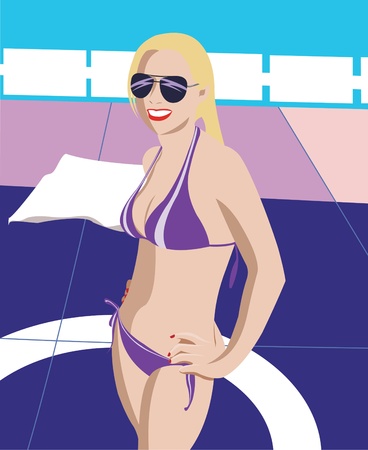 Vector Illustration of a purple Swimsuit Girl のイラスト素材