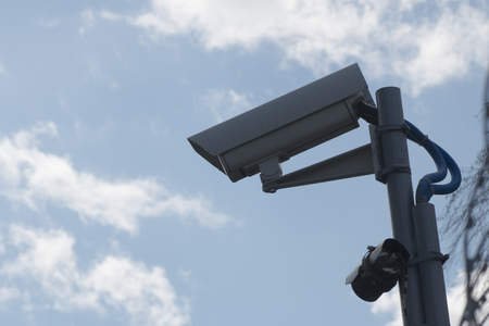 camera mounted on a pole to overseeの写真素材