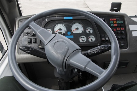 Modern automobile dashboard closeup. Screen multimedia system.の写真素材