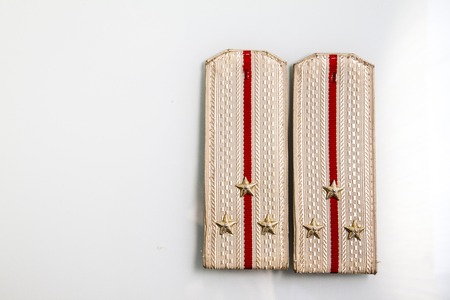 Parade Shoulder straps Lieutenant of russian army isolated on white backgroundの写真素材