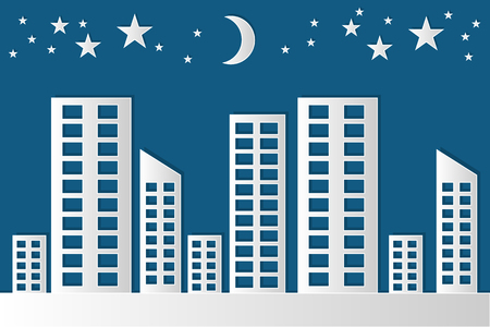 city night papercut vectorのイラスト素材