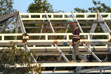 The construction workers doing the jobのeditorial素材