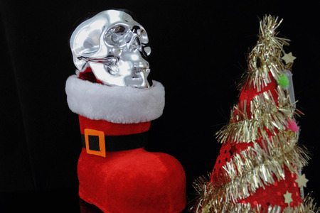 the skull silver in Christmas.の写真素材
