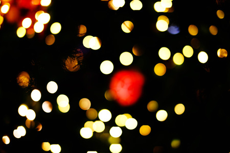 Bokeh lights of the Christmas tree.